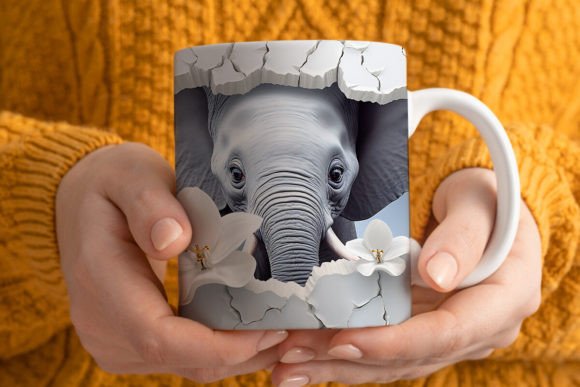 Download 3D Elephant Mug Wrap Png 1 - Mug wrap png Collection