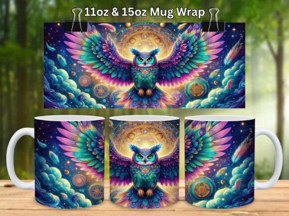 Download Moonlit Owl 11oz &amp; 15oz Mug Wrap Png - Mug wrap png Collection