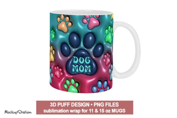 Download 3D Inflated Dog Mom Mug Wrap PNG - Mug wrap png Collection