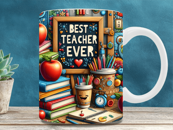 Download Best Teacher Ever School Mug Wrap Png - Mug wrap png Collection