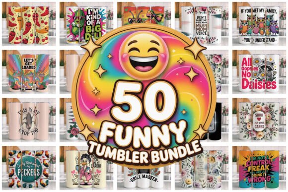 Download 50 Funny Tumbler Wrap Bundle PNG V4 - Premium Resources