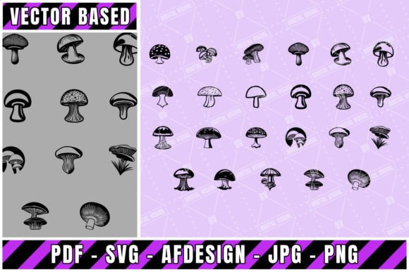 Download Huge Bundle of 23 Vector Based Mushrooms - Huge bundle Collection
