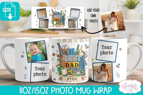 Download Best Dad Ever Photo Mug Wrap PNG - Mug wrap png Collection